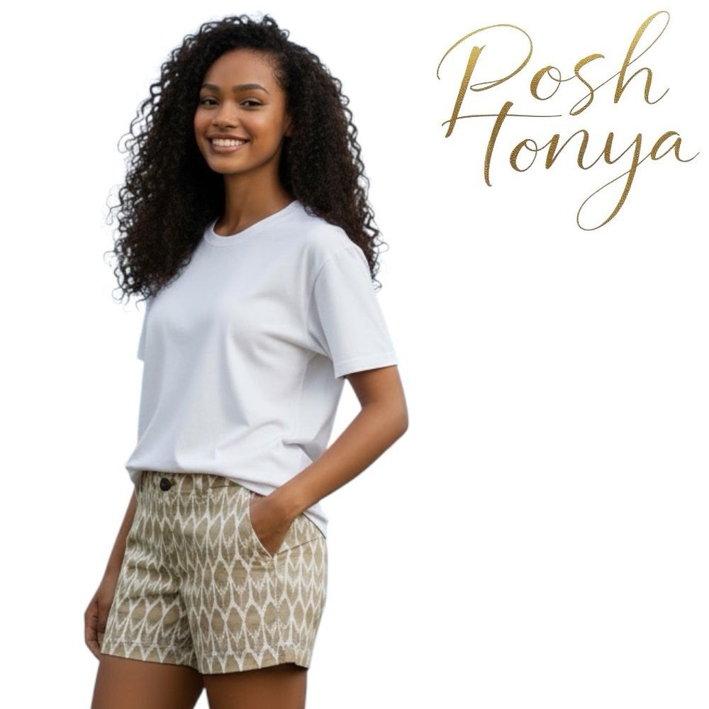 The North Face Tan Linen Shorts Ikat Print Womens Size 10 Coastal Resort